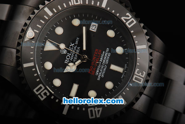 Rolex Sea-Dweller Automatic Movement Full PVD Case/Strap with Black Dial and Ceramic Bezel - Click Image to Close
